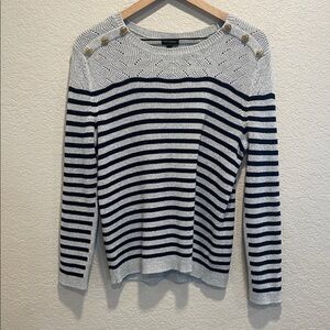 Talbots Gray & Navy Mariner Stripe Sweater Size XL